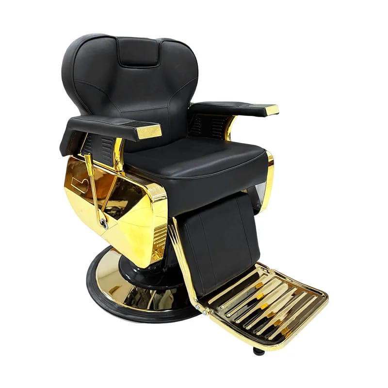 Jumbo Gold Luxury Barber Chair – Hydraulic Swivel & Premium Comfort - Professional Barbershop Equipment at Tessla Equipment Store